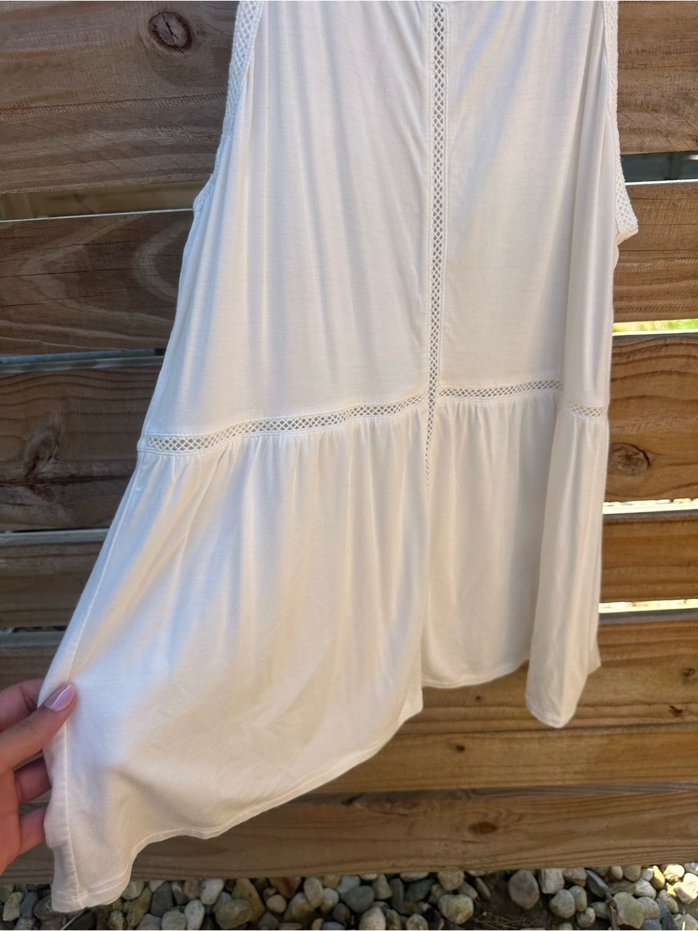 American Eagle Outfitters Women's S White Crochet Knit Tank Top Scoop Neck - Picture 2 of 5